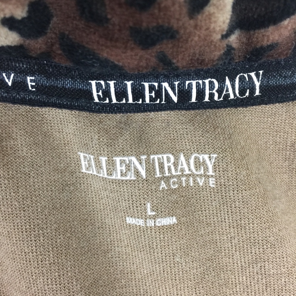 ELLEN TRACY ACTIVE Animal Print Velour Zipper Track Jacket LARGE - Picture 10 of 11